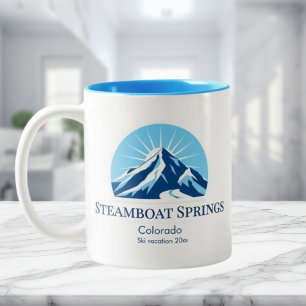 Steamboat Springs Colorado  ski resort souvenir Two-Tone Coffee Mug