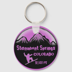 Steamboat Springs Colorado snowboard keychain