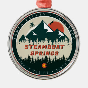Steamboat Springs Colorado Vintage Mountain Metal Ornament