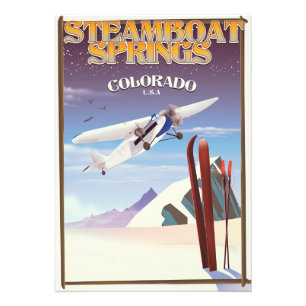 Steamboat Springs colorado vintage travel poster
