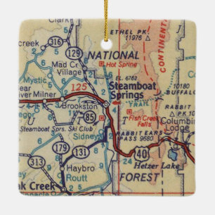Steamboat Springs Vintage Map Ceramic Ornament