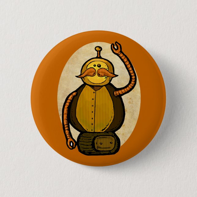Steambot Antique Robot 2 Inch Round Button (Front)