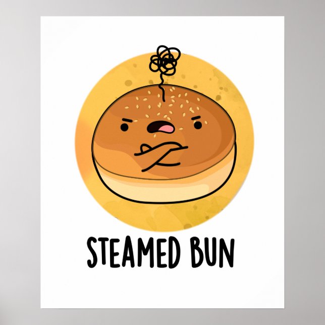 Steamed Bun Cute Food Pun Poster (Front)