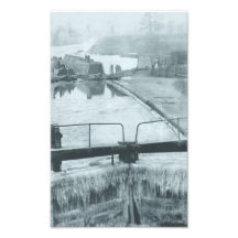 Steamer and butty on the canal in winter