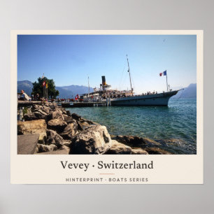 Steamer at the Rocks Vevey Lake Geneva Poster