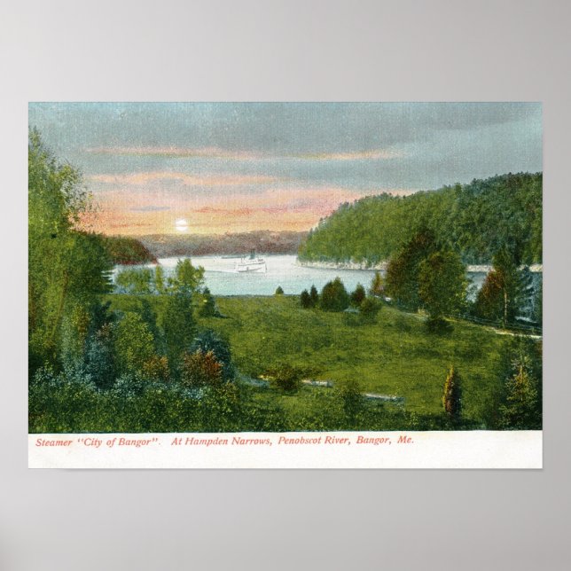 Steamer, Bangor Maine 1908 Vintage Poster (Front)