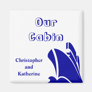 Steamer Blue on White Stateroom Door Marker Magnet