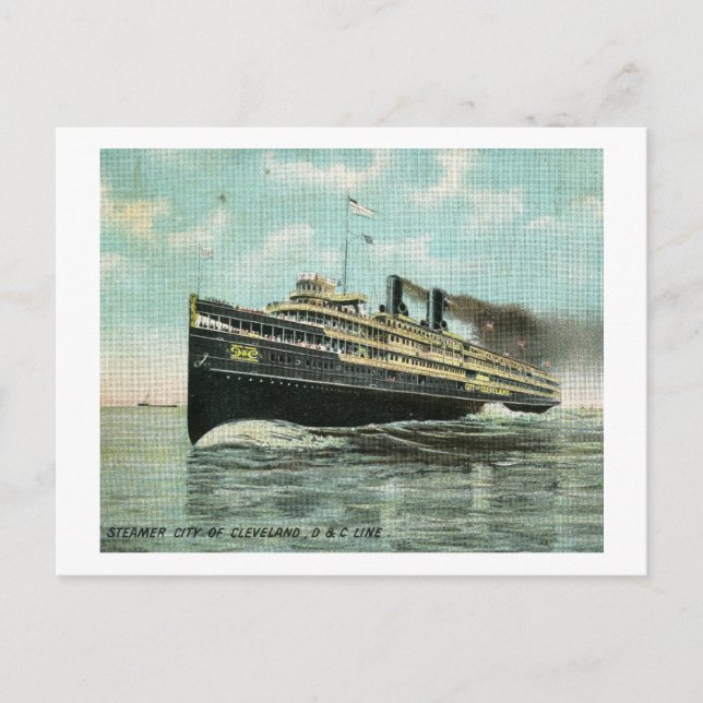 Steamer City of Cleveland 1909 Vintage Postcard (Front)