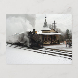 Steamer in Winter Snow Postcard