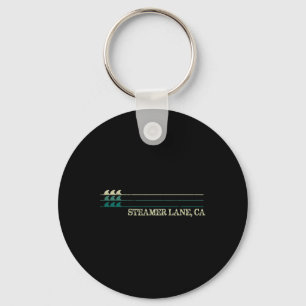 Steamer Lane California Break Surfing Retro Wave Keychain