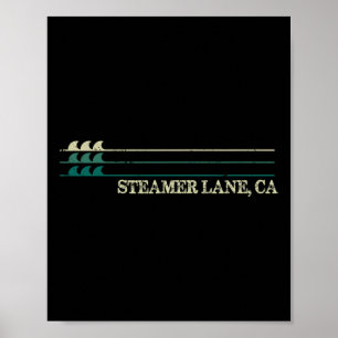 Steamer Lane California Break Surfing Retro Wave Poster