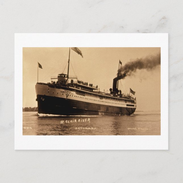 Steamer Ocotorara on St. Clair River - Louis Pesha Postcard (Front)