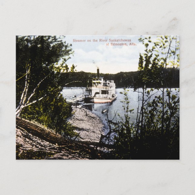 Steamer on River Saskatchewan, Edmonton, Alta. Postcard (Front)
