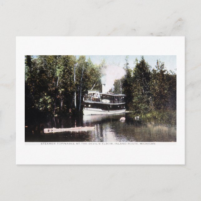 Steamer Topinabee at Devil's Elbow, Michigan Postcard (Front)