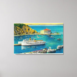 Steamers Catalina and Avalon at Pier, and Casino Canvas Print