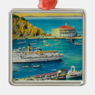 Steamers Catalina and Avalon at Pier, and Casino Metal Ornament