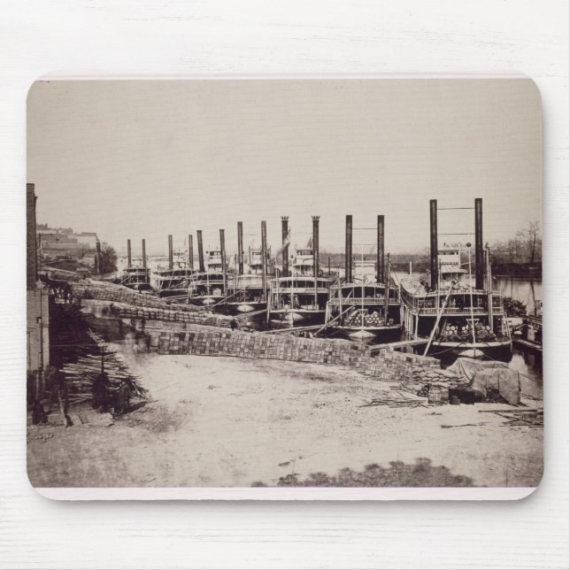 Steamers on the Mississippi (b/w photo) Mouse Pad (Front)
