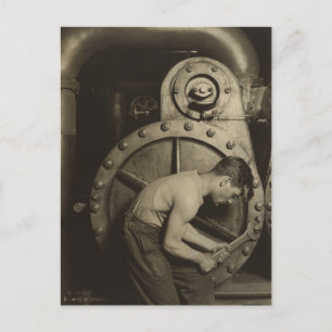 Steamfitter Mechanic Steam Pump Photo Repro Postcard