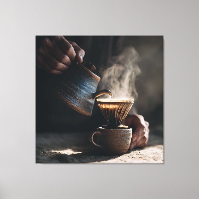 Steaming Ceramic Pour Over Canvas Print (Front)