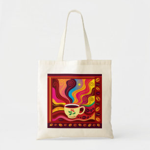 Steaming Coffee Cup Pattern Tote Bag