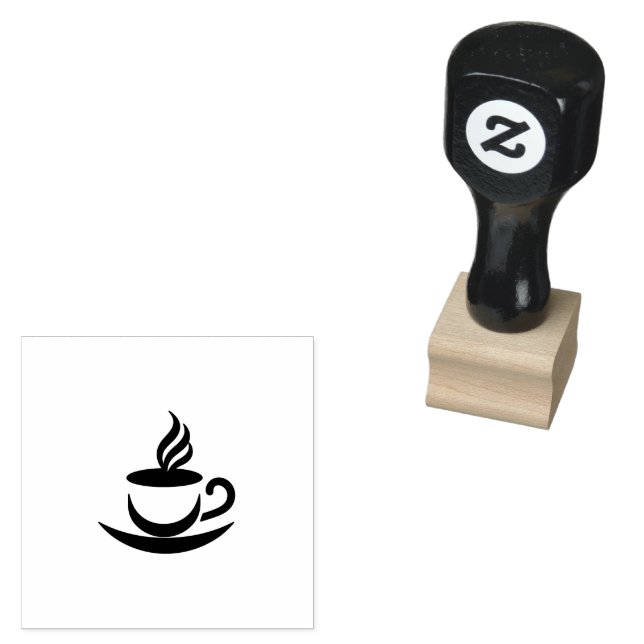 Steaming Coffee Cup Silhouette Rubber Stamp (Stamped)