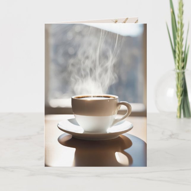 Steaming Coffee For Thinking of You Card (Front)