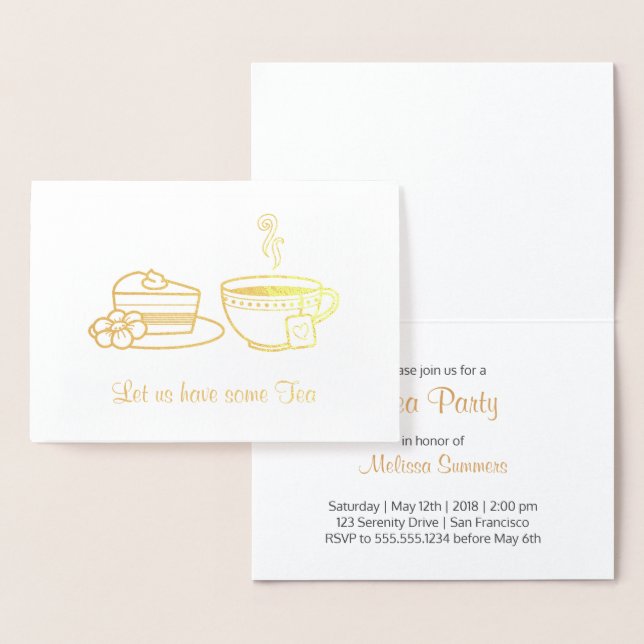 Steaming Cup and Cake Tea Party Invitation (Display)