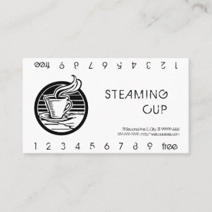 Steaming Cup in Hand Logo Punch Card