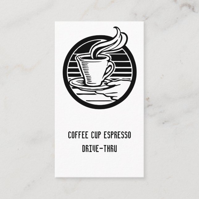 Steaming Cup in Hand Vertical Punchcard Loyalty Card (Front)