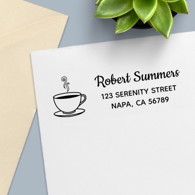 Steaming Cup of Coffee Address Self-inking Stamp (Creator Uploaded)