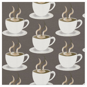 Steaming Cup of Coffee Pattern Fabric