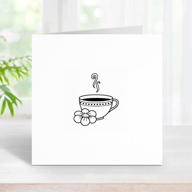 Steaming Cup of Tea Coffee Free Cup Loyalty Card Rubber Stamp (Creator Uploaded)