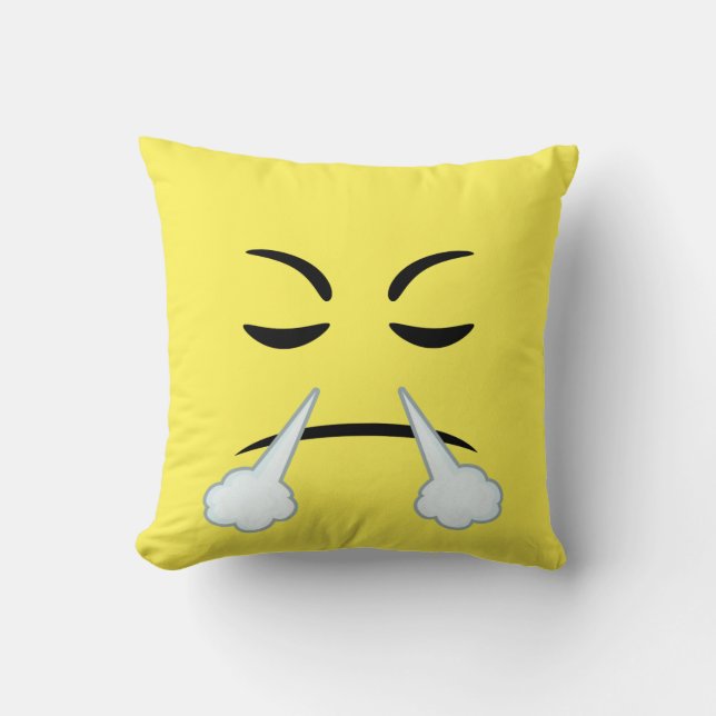 Steaming Emoji Throw Pillow (Front)