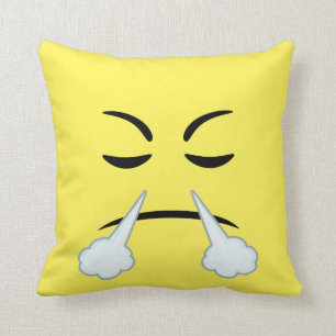 Steaming Emoji Throw Pillow