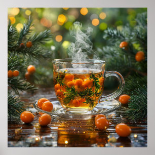 Steaming herbal tea poster