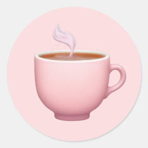 Steaming Pink Teacup Emoji  Classic Round Sticker