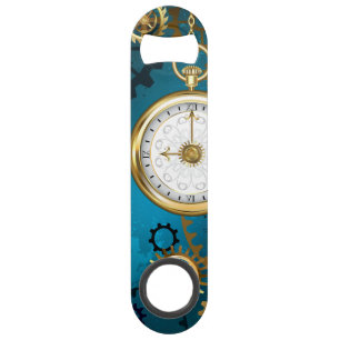 Steampun turquoise Background with Gears Bar Key