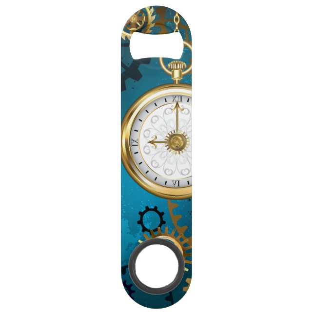 Steampun turquoise Background with Gears Bar Key (Front)