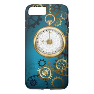 Steampun turquoise Background with Gears Case-Mate iPhone Case