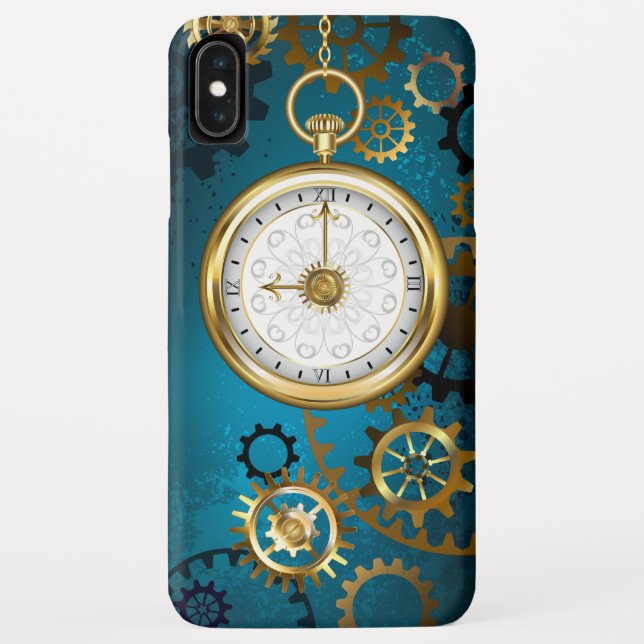 Steampun turquoise Background with Gears Case-Mate iPhone Case (Back)