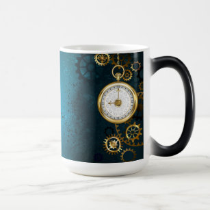 Steampun turquoise Background with Gears Magic Mug