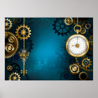 Steampun turquoise Background with Gears