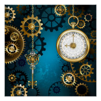 Steampun turquoise Background with Gears