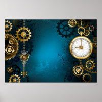 Steampun turquoise Background with Gears