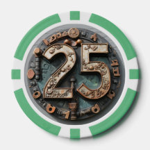Steampunk $25 Poker Chip: Mechanical Fortune
