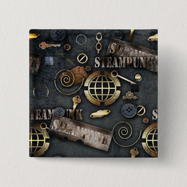 Steampunk 2 Inch Square Button (Front)