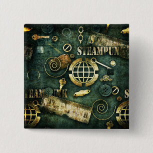 Steampunk 2 Inch Square Button
