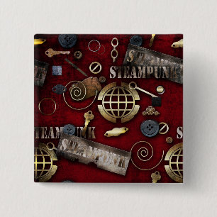 Steampunk 2 Inch Square Button