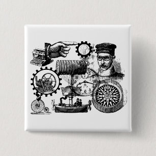 steampunk 2 inch square button