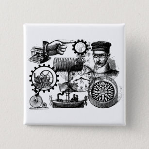 steampunk 2 inch square button